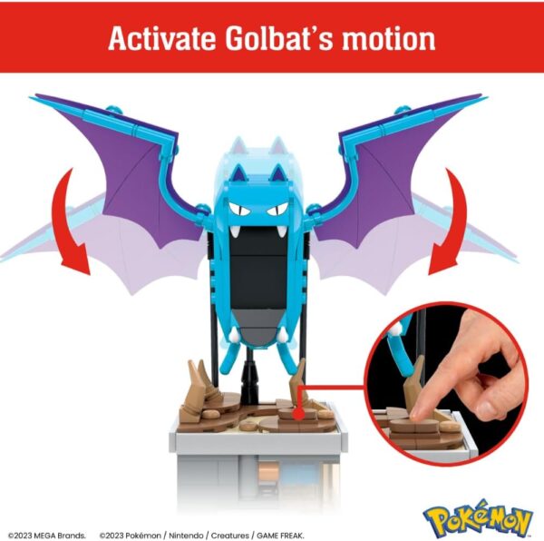Mega Pokémon Building Toys Set Mini Motion Golbat with 313 Pieces, Wing Flapping Motion, (12.7 cm)5 Inches Tall