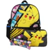 Mochila Pokémon Set x5 Mochila + cartuchera + merendero + botella + llavero