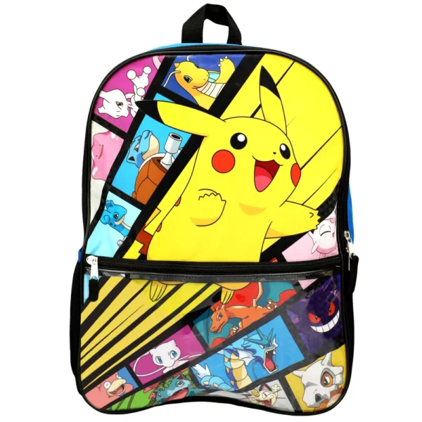 Mochila Pokémon Set x5 Mochila + cartuchera + merendero + botella + llavero