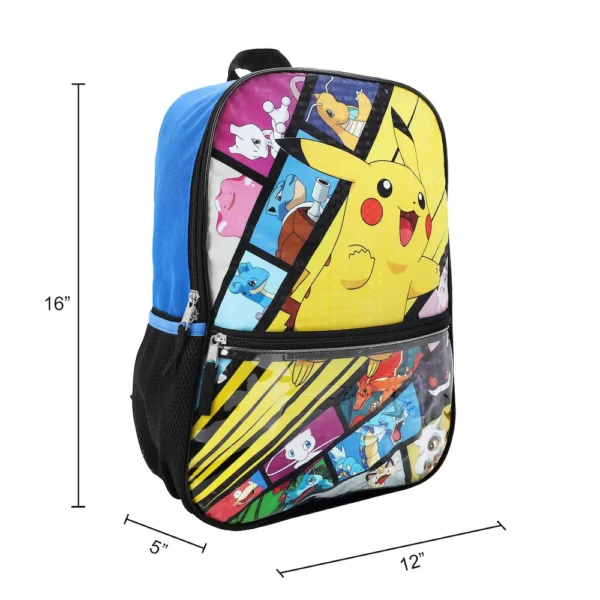 Mochila Pokémon Set x5 Mochila + cartuchera + merendero + botella + llavero