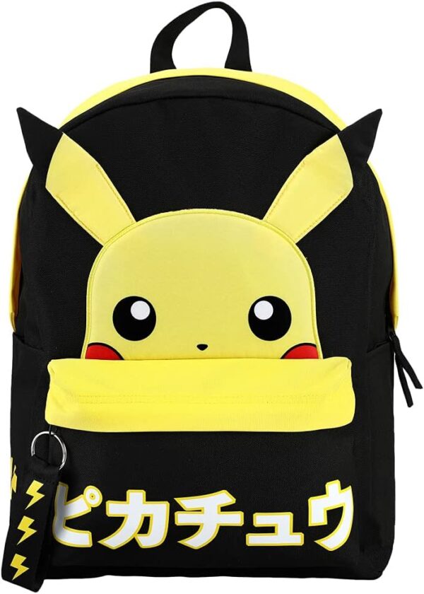 Mochila negra Pikachu letras en Japones