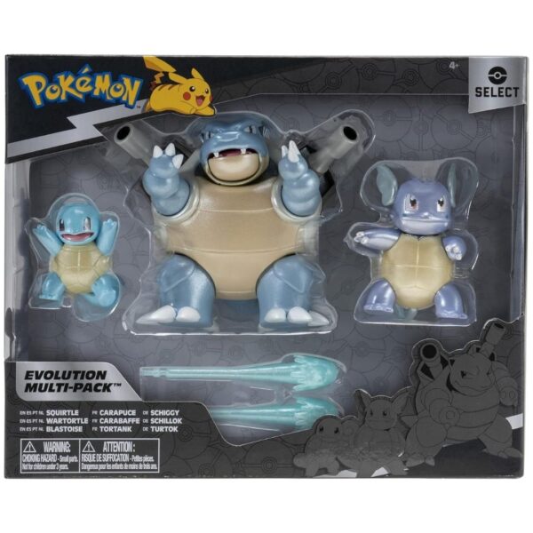 Pokémon Select Evolution 3 Pack - Blastoise Battle Action Figure, Squirtle, Wartortle
