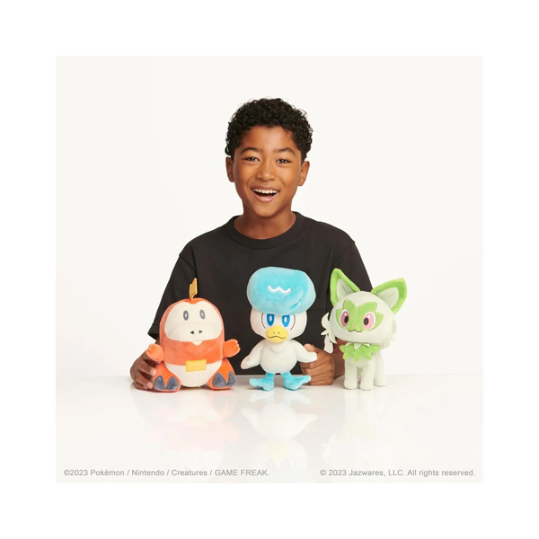 Peluche Pokémon Starters de Paldea Fuecoco, Quaxly y Sprigatito