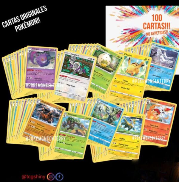 Pack 100 cartas ninguna repetida Pokemon original