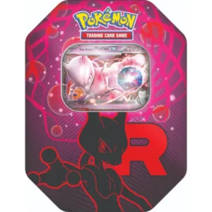 Pokémon Destined Rivals Team Rocket Tin Mewtwo ex Lata cartas español