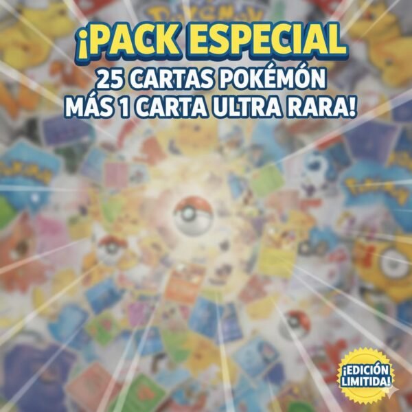 Pack de 25 cartas Pokémon mas 1 Ultra Rara
