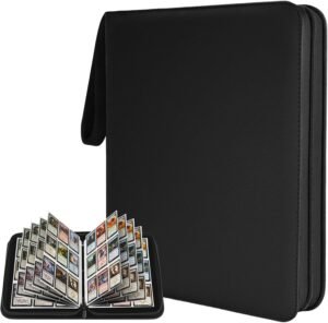 Carpeta con 3 anillos y cierre Negro Binder 9 Pocket Zip Binder para 900 cartas 1 Carpeta con 3 anillos y cierre Negro Binder 9 Pocket para 900 cartas