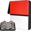 Carpeta de 3 anillos y cierre, Rojo y blanco Binder 9 Pocket con hojas para 900 cartas